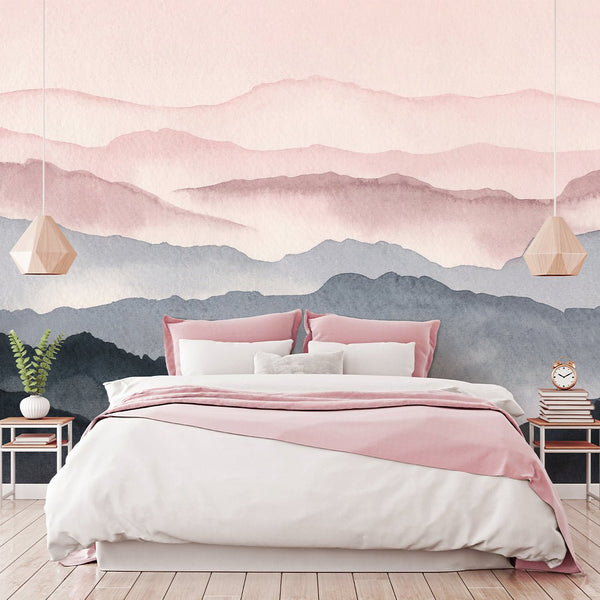 Watercolor Mountains Wall Mural WM037 - CostaCover - Peel and stick Removable Wallpaper - Abstract - abstract lines - abstract wall art