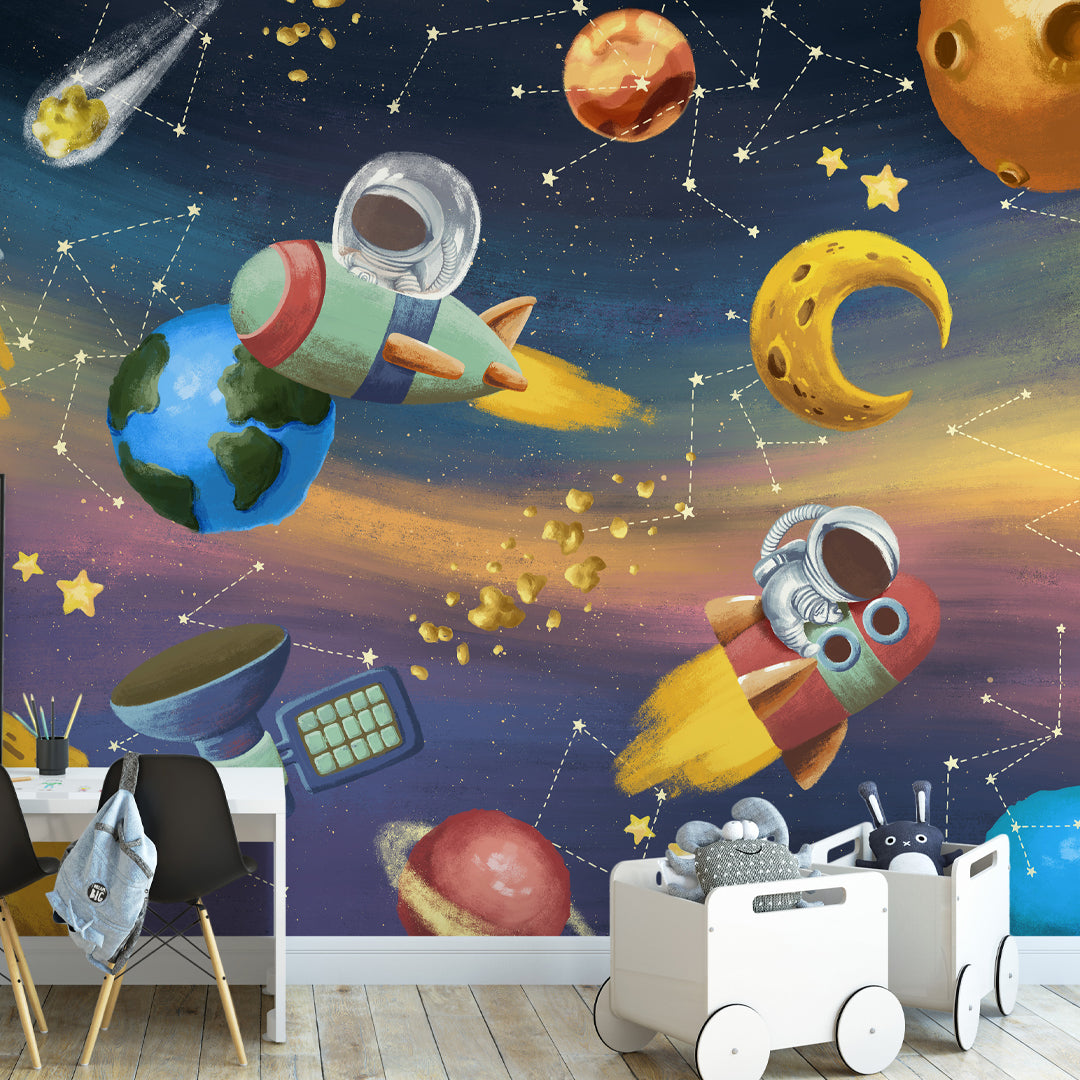 Colorful Bright Space Self Adhesive Wall Mural WM074