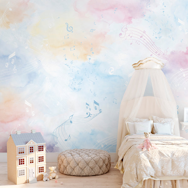 Watercolor Music Notes Wall Mural SM102