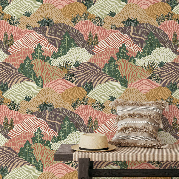 Colored Landscape Wallpaper CC352 - CostaCover - Peel and stick Removable Wallpaper - Abstract - abstract floral - abstract forest