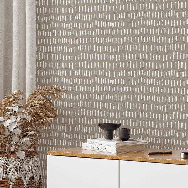 White & Beige Strokes Wallpaper W020 - CostaCover - Peel and stick Removable Wallpaper - Abstract - abstract lines - abstract wall art