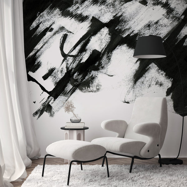 Black and White Abstract Wall Mural AM207