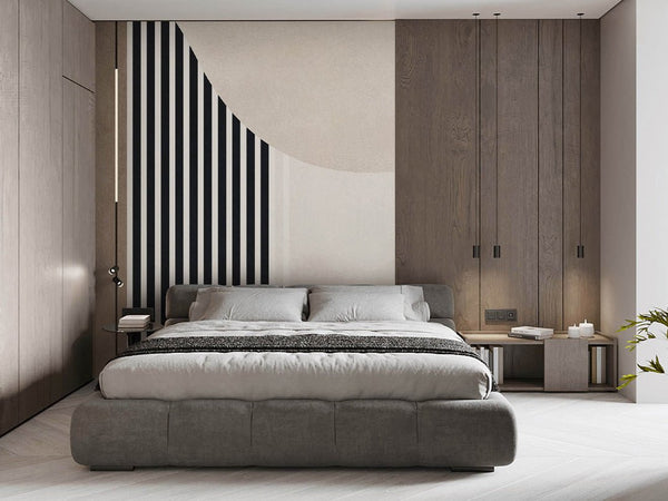 Beige Black Shapes Wall Mural AM047 - CostaCover - Peel and stick Removable Wallpaper - about walls - Abstract - abstract arches