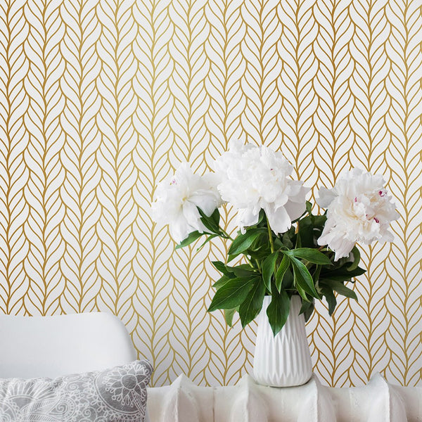 Golden Retro Braids Wallpaper CC217 - CostaCover - Peel and stick Removable Wallpaper - 70's style - Abstract - abstract wallpaper