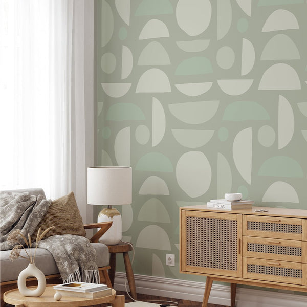 Light Green Stones Wallpaper W025 - CostaCover - Peel and stick Removable Wallpaper - Abstract - abstract wall art - abstract wallpaper