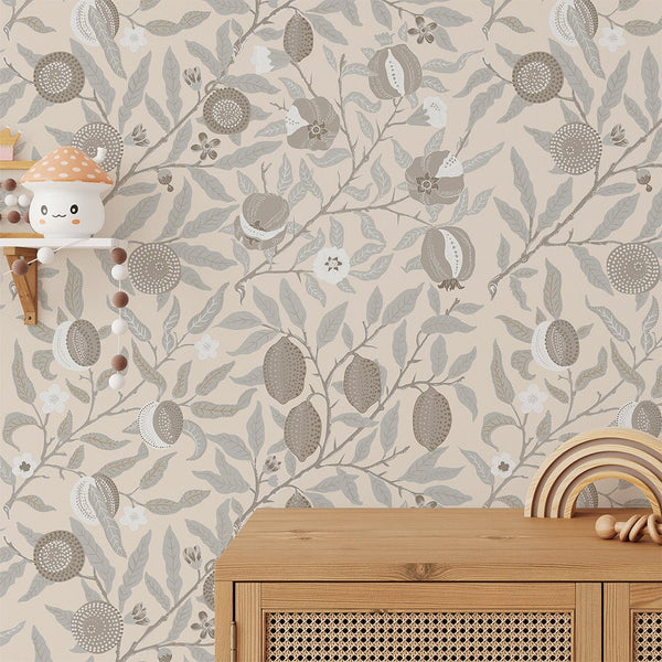 Beige Fruit or Pomegranate by Morris Wallpaper W114 - CostaCover - Peel and stick Removable Wallpaper - abstract wallpaper - accent wallpaper - adhesive wallpaper