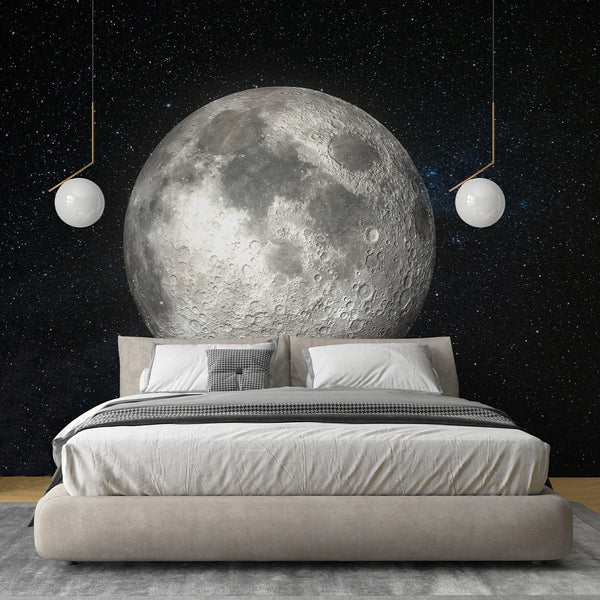 Full Moon in Galaxy Glow Wall Mural WM061 - CostaCover - Peel and stick Removable Wallpaper - abstract wallpaper - accent wallpaper - adhesive wallpaper