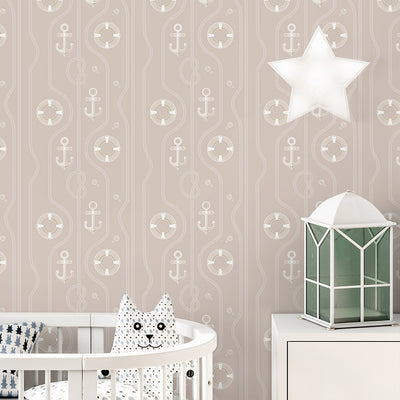 Beige Anchor & Nautical Rope Wallpaper A071