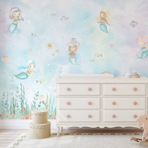 Mermaid Nursery Wall Mural LM007