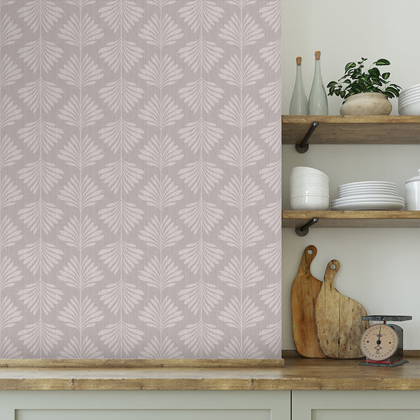 Mauve Gray Palm Leaf Wallpaper L017