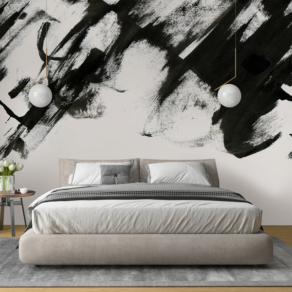 Black Beige Abstract Wall Mural AM206