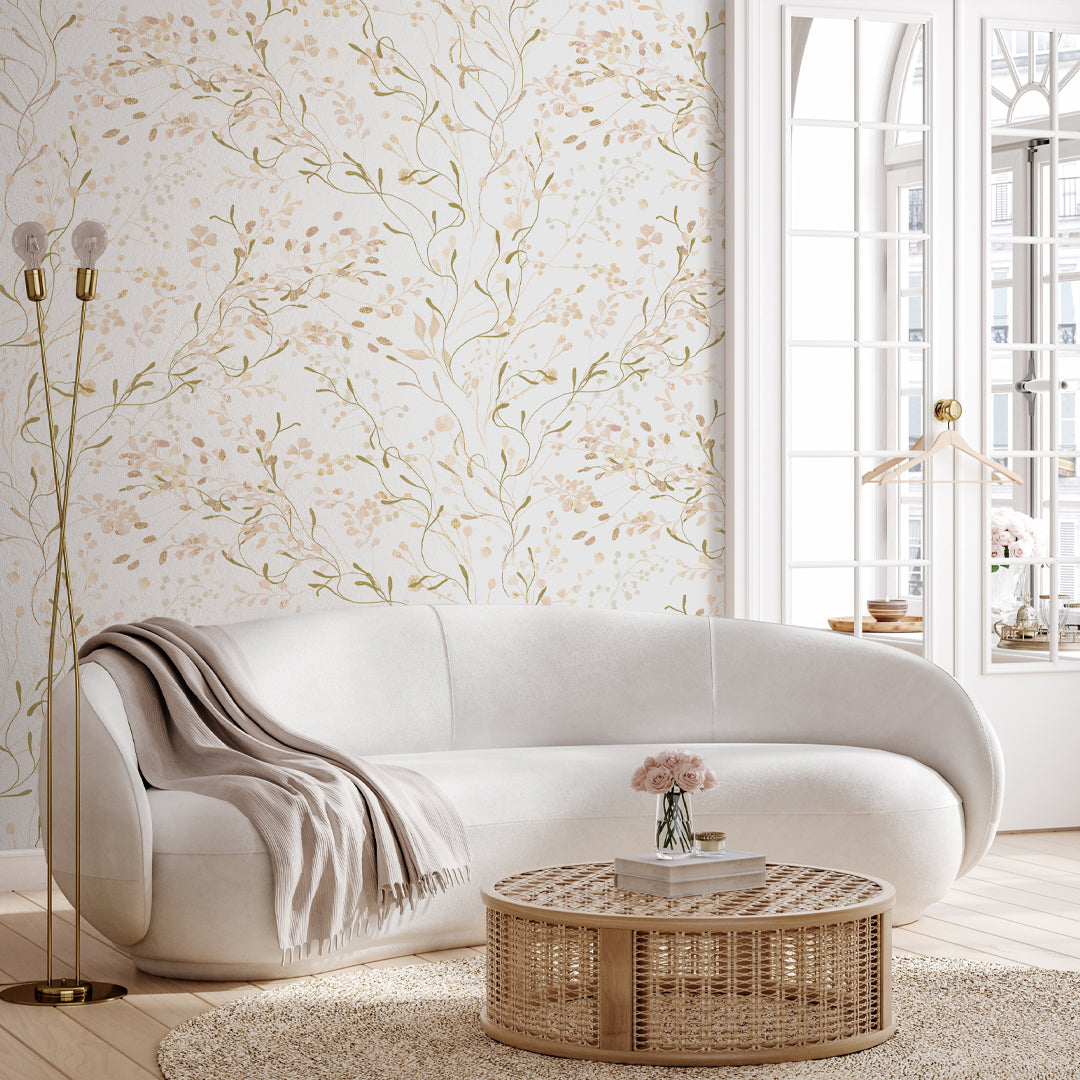 Peach &amp; Beige Floral Wallpaper W028 – CostaCover