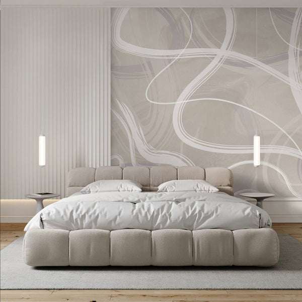 Gray & Beige Smooth Lines Wall Mural AM006 - CostaCover - Peel and stick Removable Wallpaper - about walls - Abstract - Abstract Beige Gold Stripes Waves Removable Wallpaper near me