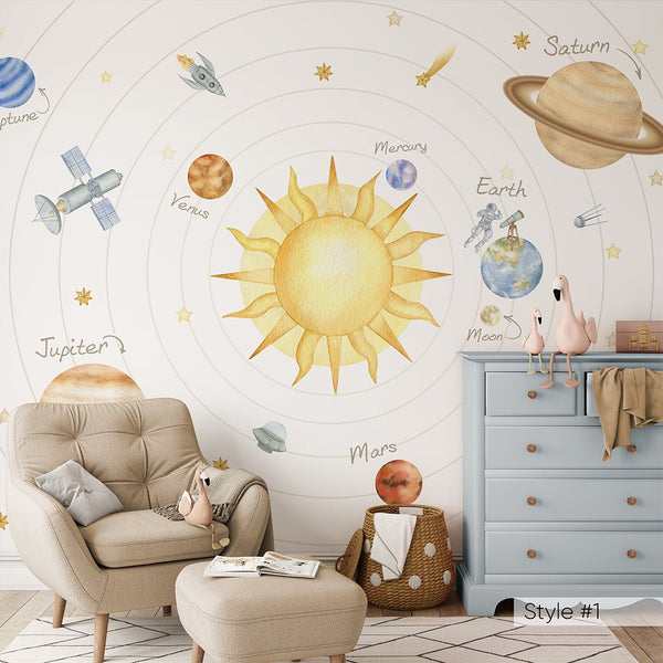 Solar System & Planets Wall Mural WM081 - CostaCover - Peel and stick Removable Wallpaper - abstract wallpaper - accent wallpaper - adhesive wallpaper