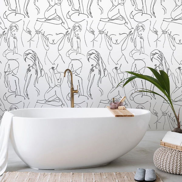 Body Line Art Wallpaper W060 - CostaCover - Peel and stick Removable Wallpaper - Abstract - abstract lines - abstract wall art