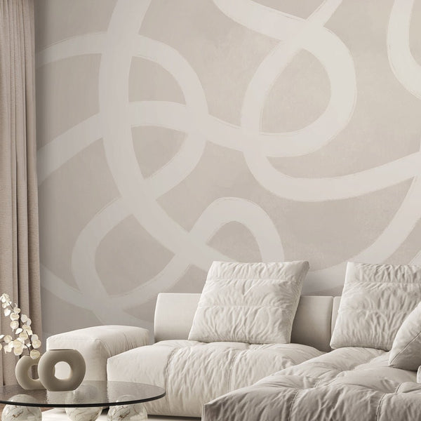 Neutral Beige Lines Wall Mural AM007 - CostaCover - Peel and stick Removable Wallpaper - about walls - Abstract - abstract arches