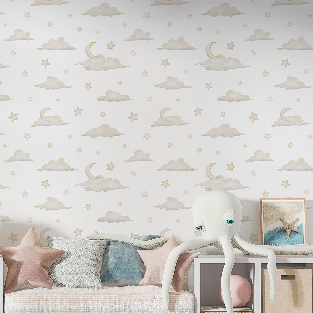 Tiny Clouds & Moon Wallpaper A055