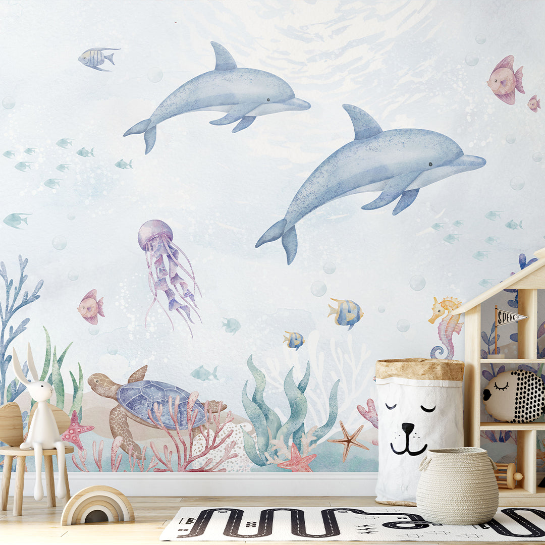 Blue Dolphins Wall Mural SM060