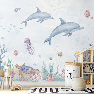Blue Dolphins Wall Mural SM060