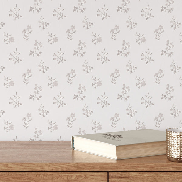 Neutral Farmhouse Floral Wallpaper CC369