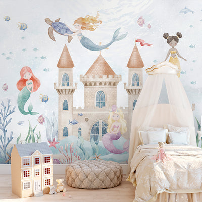Mermaids and Castle Wall Mural SM065