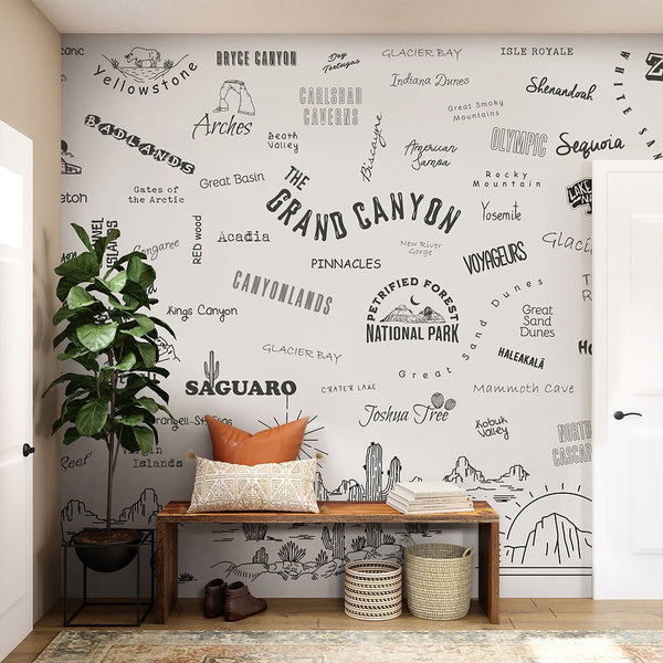 National Parks Wall Mural WM100 - CostaCover - Peel and stick Removable Wallpaper - 63 national parks - abstract wallpaper - accent wallpaper