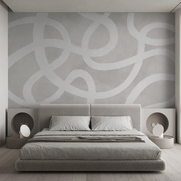 Gray & White Lines Wall Mural AM008 - CostaCover - Peel and stick Removable Wallpaper - about walls - Abstract - Abstract Beige Gold Stripes Waves Removable Wallpaper near me