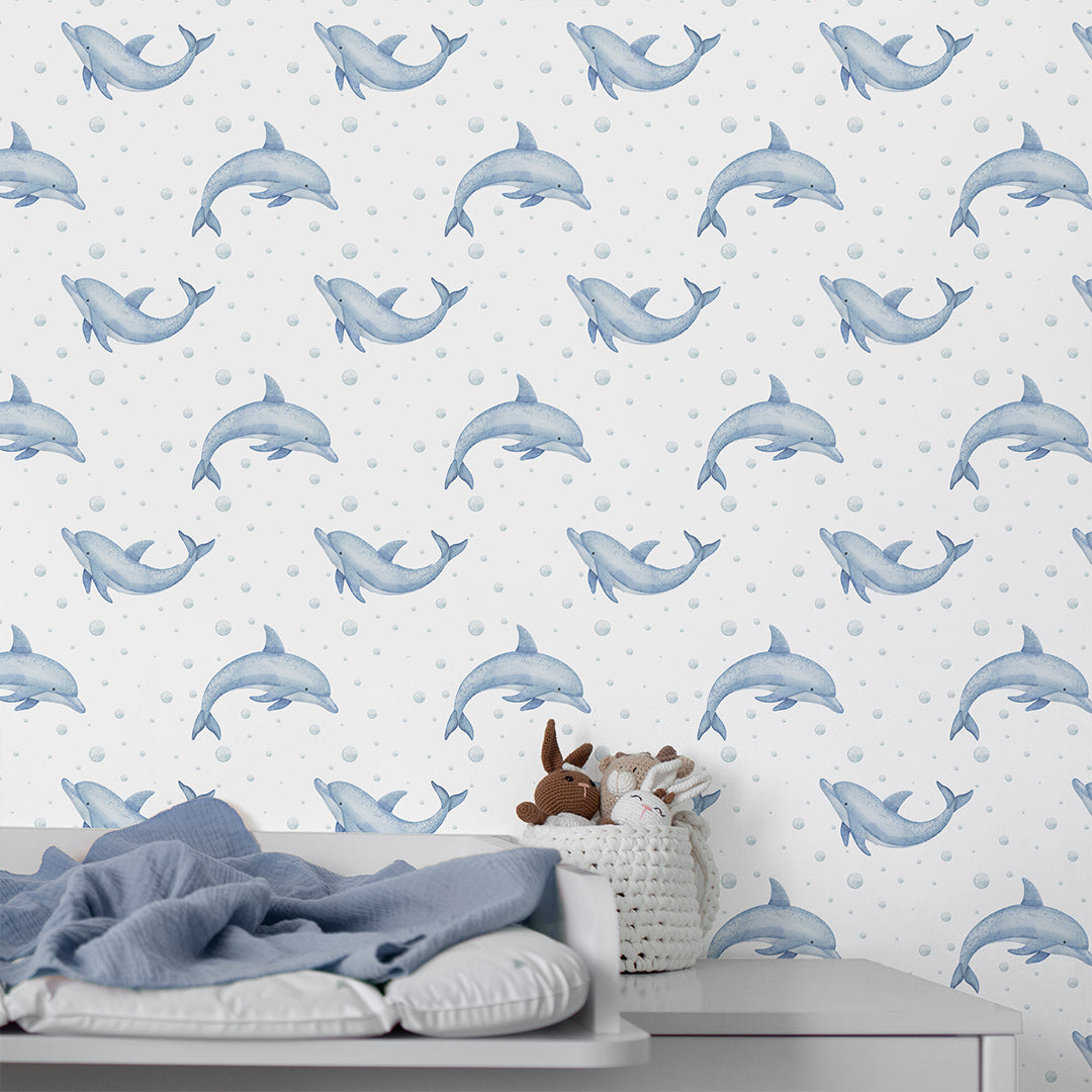 Blue Tiny Dolphins Wallpaper S086