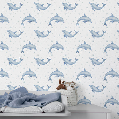 Blue Tiny Dolphins Wallpaper S086