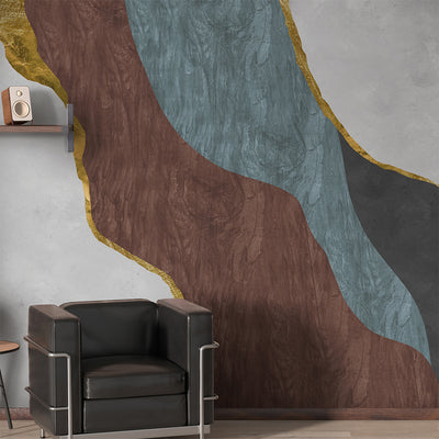 Brown Blue Gray Abstract Wall Mural CCM214