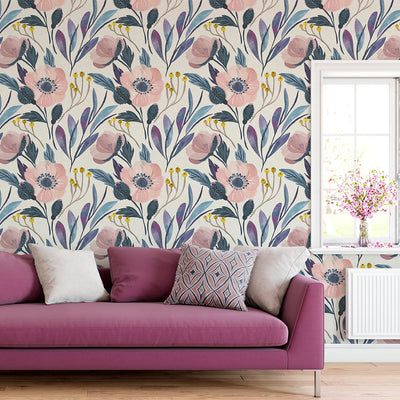 Poppy Pink Flower Wallpaper CC005