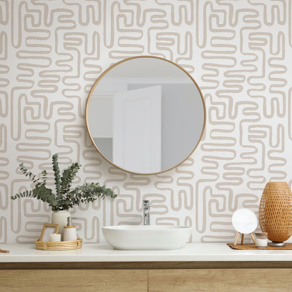 Beige Line Wallpaper W014 - CostaCover - Peel and stick Removable Wallpaper - Abstract - abstract lines - abstract wallpaper