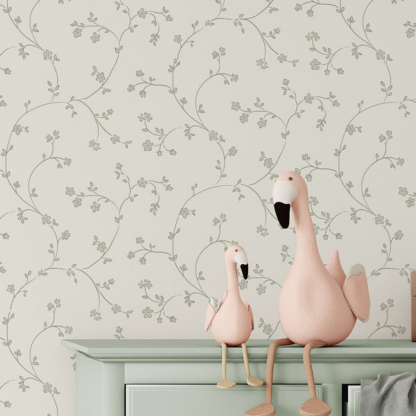 Green Floral Vine Wallpaper L111