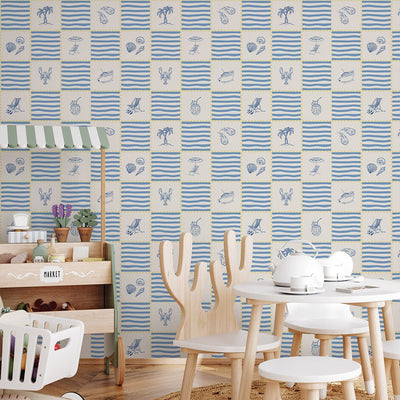 Blue Tropical Beach Wallpaper A085 - CostaCover-Peel and stick Removable Wallpaper-abstract wall art-abstract wallpaper