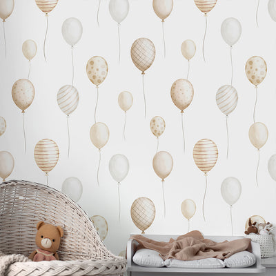 Beige Flying Balloon Wallpaper S106