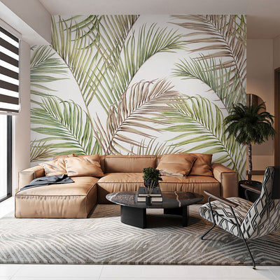 Neutral Tropical Palm Leaf Wall Mural AM177
