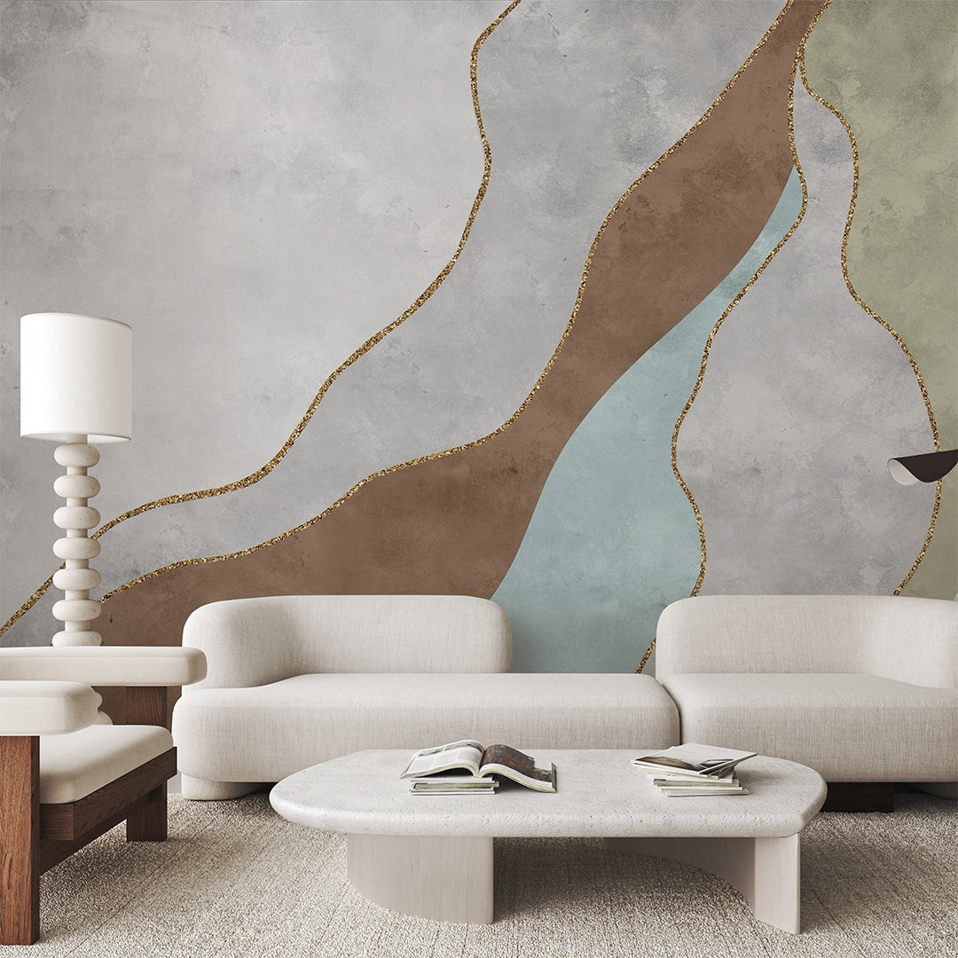 Brown Green Blue Abstract Wall Mural CCM213