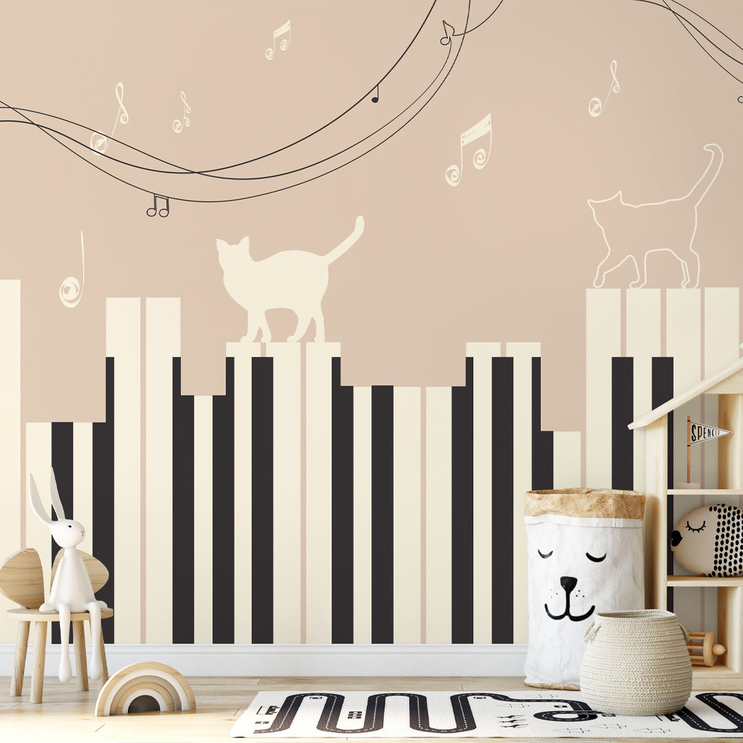 Music Cats Piano Keys Wall Mural SM101