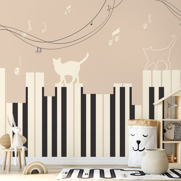 Music Cats Piano Keys Wall Mural SM101