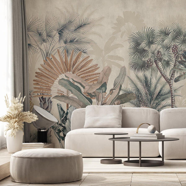Beige Tropical Palm Tree Wall Mural AM182