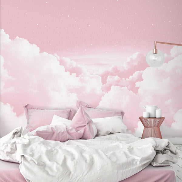 Pink Sky & 3D Clouds Wall Mural CCM141 - CostaCover - Peel and stick Removable Wallpaper - accent wallpaper - adhesive wallpaper - bedroom wallpaper