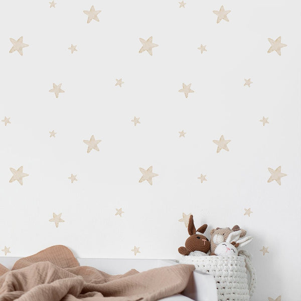 Beige Stars Wallpaper S114 - CostaCover - Peel and stick Removable Wallpaper - Abstract - abstract wall art - abstract wallpaper