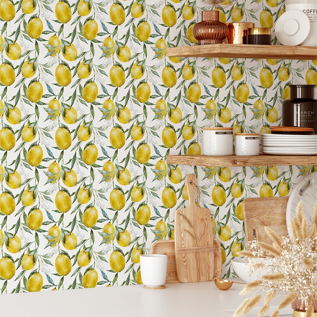 Bright and Cheerful Yellow Lemon Wallpaper for Your Home
