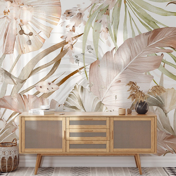 Tropical Banana Leaves Wall Mural WM022 - CostaCover - Peel and stick Removable Wallpaper - adhesive wallpaper - banana leaves - Banana leaves wallpaper