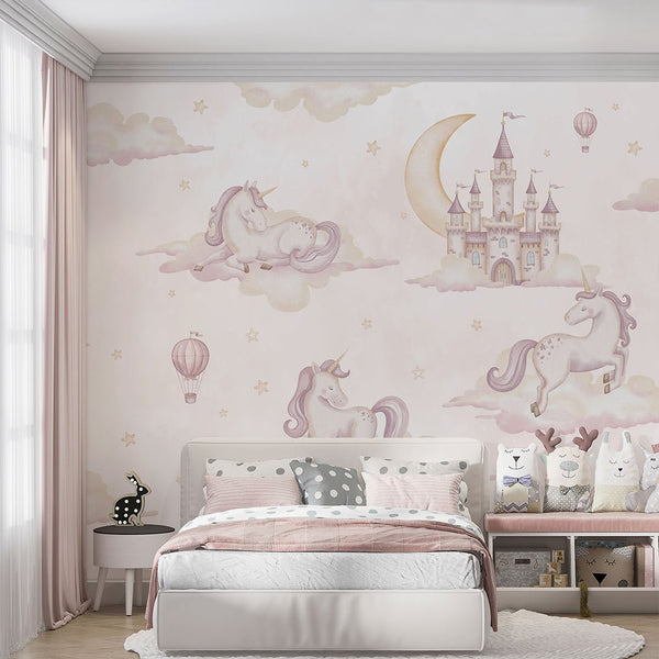 Dreamy Kingdom & Unicorn Wall Mural AM137 - CostaCover-Peel and stick Removable Wallpaper-accent wallpaper-adhesive wallpaper-baby bedroom
