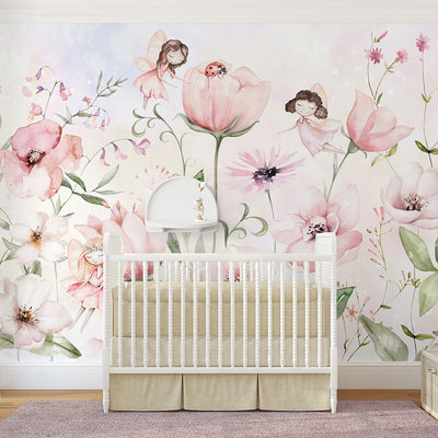 Cute Pink Flower Fairy Wall Mural SM053