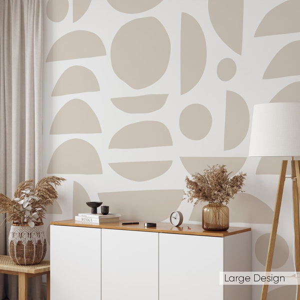 Beige & White Boho Stones Wallpaper W027 - CostaCover - Peel and stick Removable Wallpaper - Abstract - abstract lines - abstract wall art