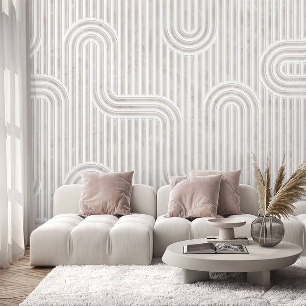 Beige Gray Line Boho Wall Mural CCM147 - CostaCover - Peel and stick Removable Wallpaper - Abstract - Abstract Labyrinth Lines - abstract lines