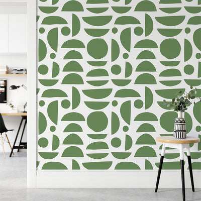 Green Abstract Boho Stones Self Adhesive Wallpaper W029