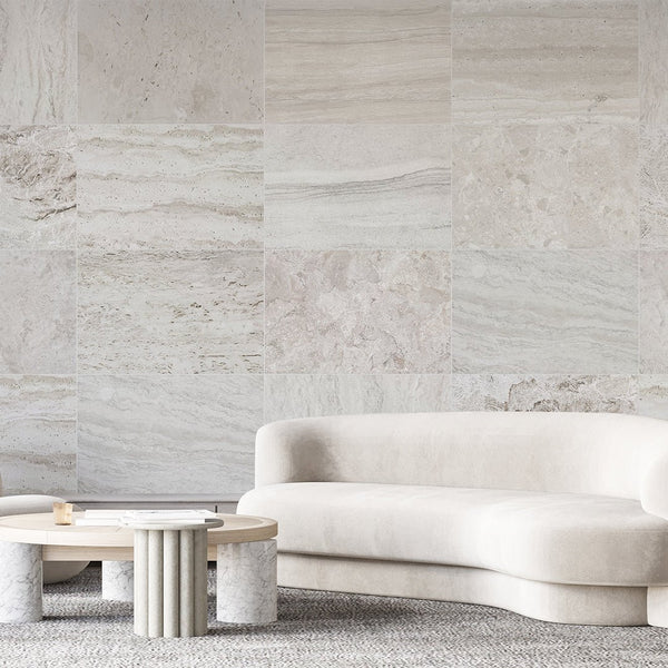 Grey Beige Travertine Tile Wall Mural AM101 - CostaCover - Peel and stick Removable Wallpaper - about walls - Abstract - abstract lines